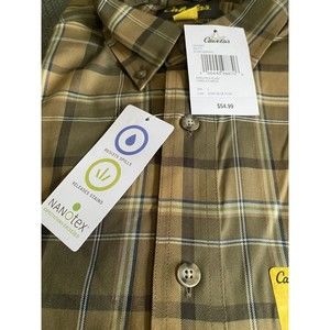 NWT $54.99 - Cabela’s Long Sleeve Button Front Khaki Blue Plaid Men’s L Shirt